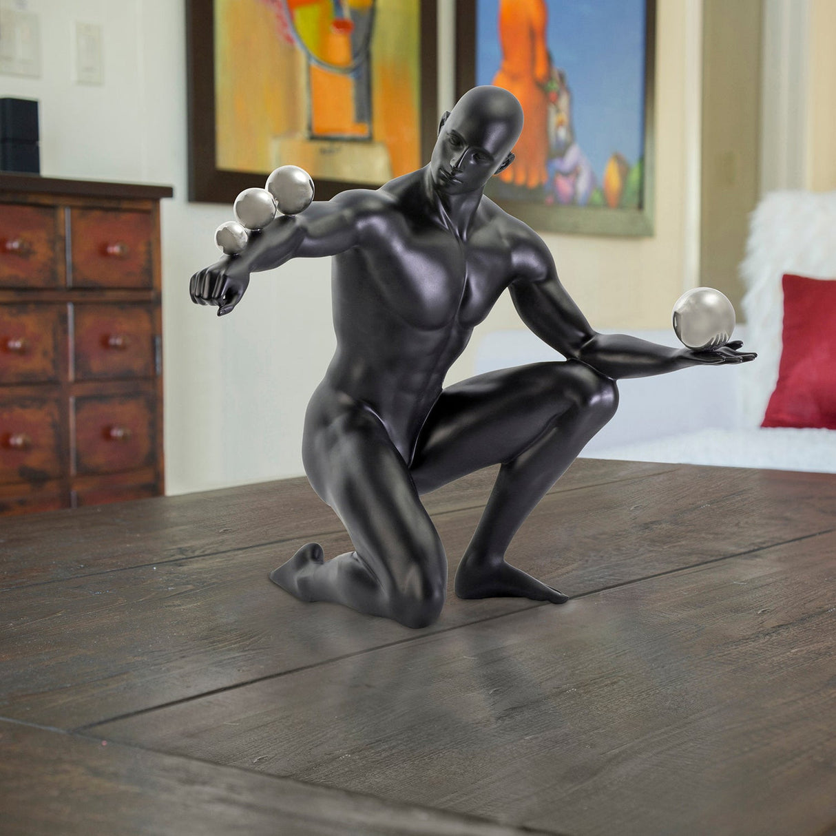 Jean Sculpture // Matte Black and Steel - Home Elegance USA