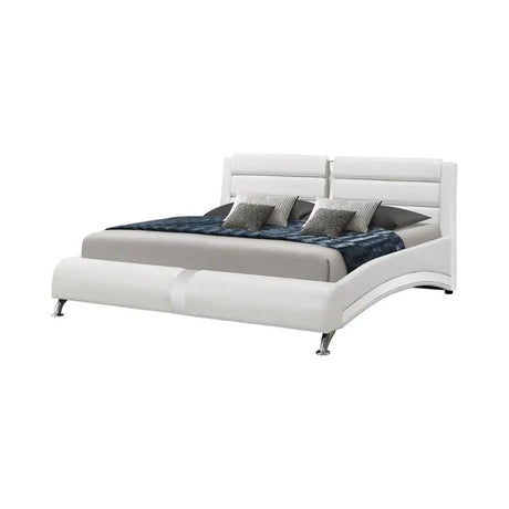 Jeremaine Upholstered Bed In White Color By Coaster Furniture 300345 - Home Elegance USA