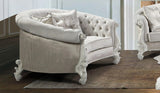 Juliana Traditional Sofa and Loveseat in Pearl White Wood Finish by Cosmos Furniture Cosmos Furniture