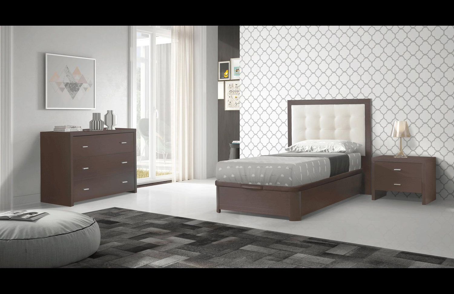 Esf Furniture - Regina 3 Piece Storage Full Size Bedroom Set In Wenge - Reginabedfs-3Set