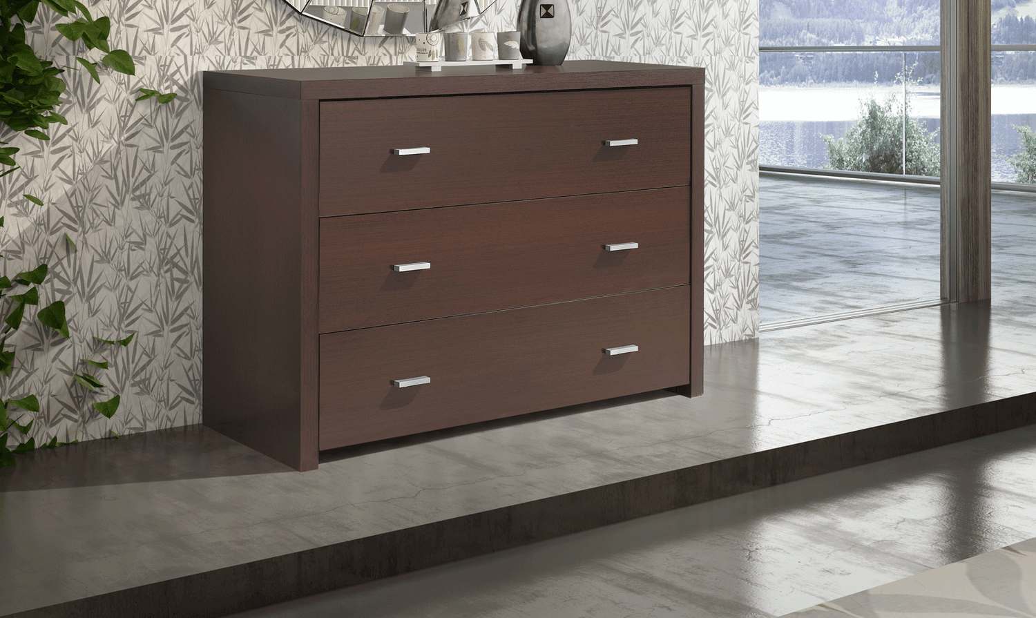 Esf Furniture - Regina 3 Piece Storage Full Size Bedroom Set In Wenge - Reginabedfs-3Set
