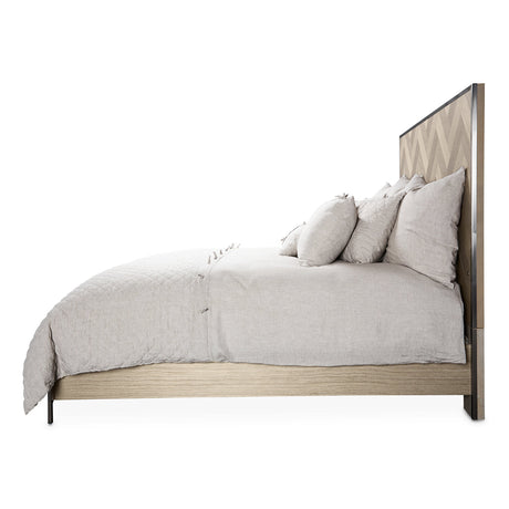 Aico Furniture - Silverlake Village California King Platform Bed In Washed Oak - Ki-Slvg000Ck-129