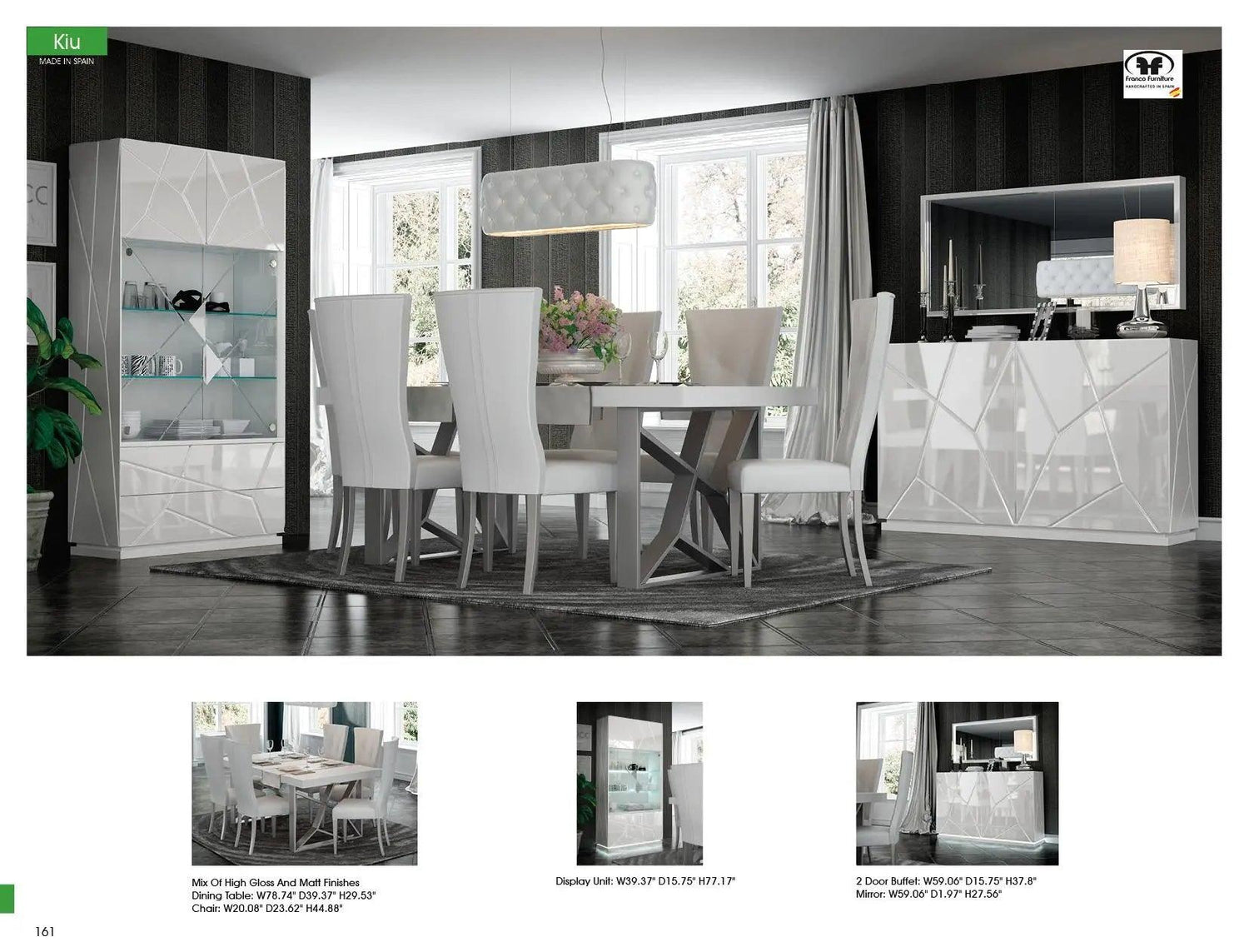 Kiu Modern Rectangular Dining Room Set High Gloss White Color By Esf Furniture - ESF Furniture