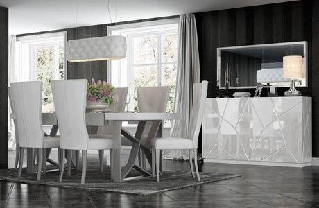 Kiu Modern Rectangular Dining Room Set High Gloss White Color | ESF