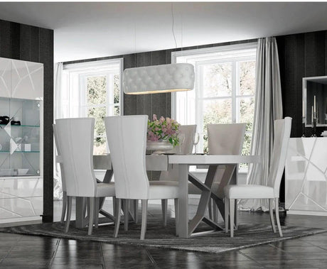 Kiu Modern Rectangular Dining Room Set High Gloss White Color | ESF