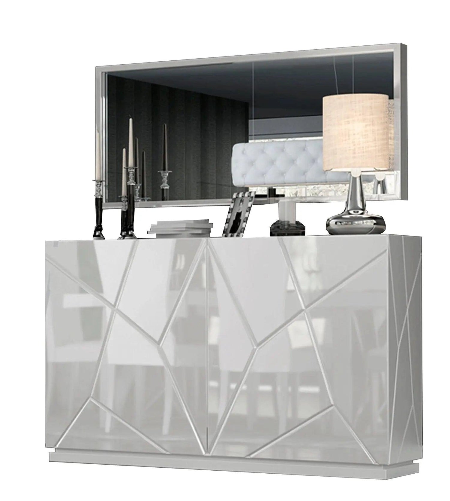 Kiu Modern Rectangular Dining Room Set High Gloss White Color By Esf Furniture - ESF Furniture
