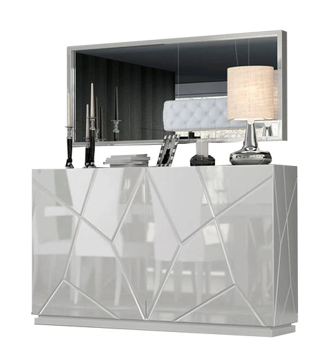 Kiu Modern Rectangular Dining Room Set High Gloss White Color | ESF