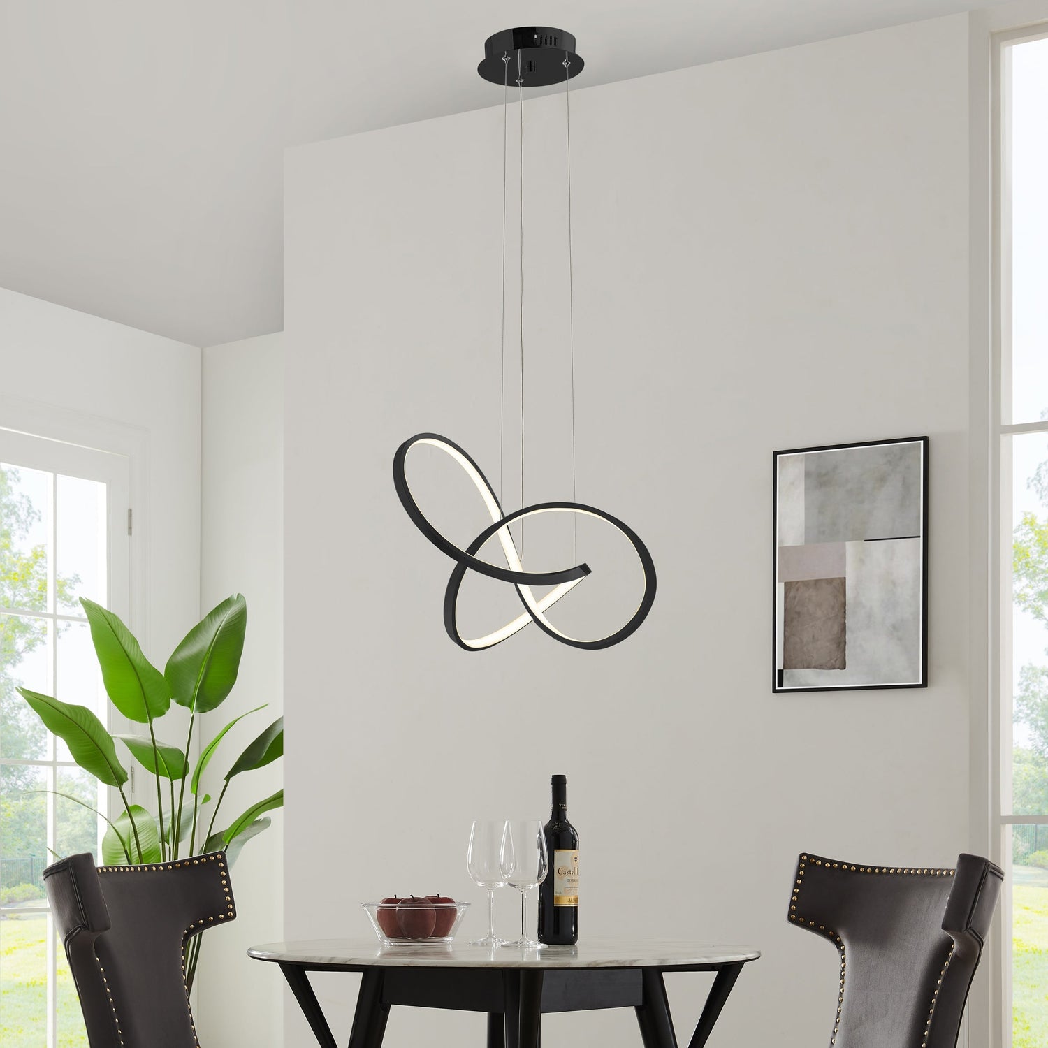 Knotted LED Dimmable Chandelier // Black - Home Elegance USA