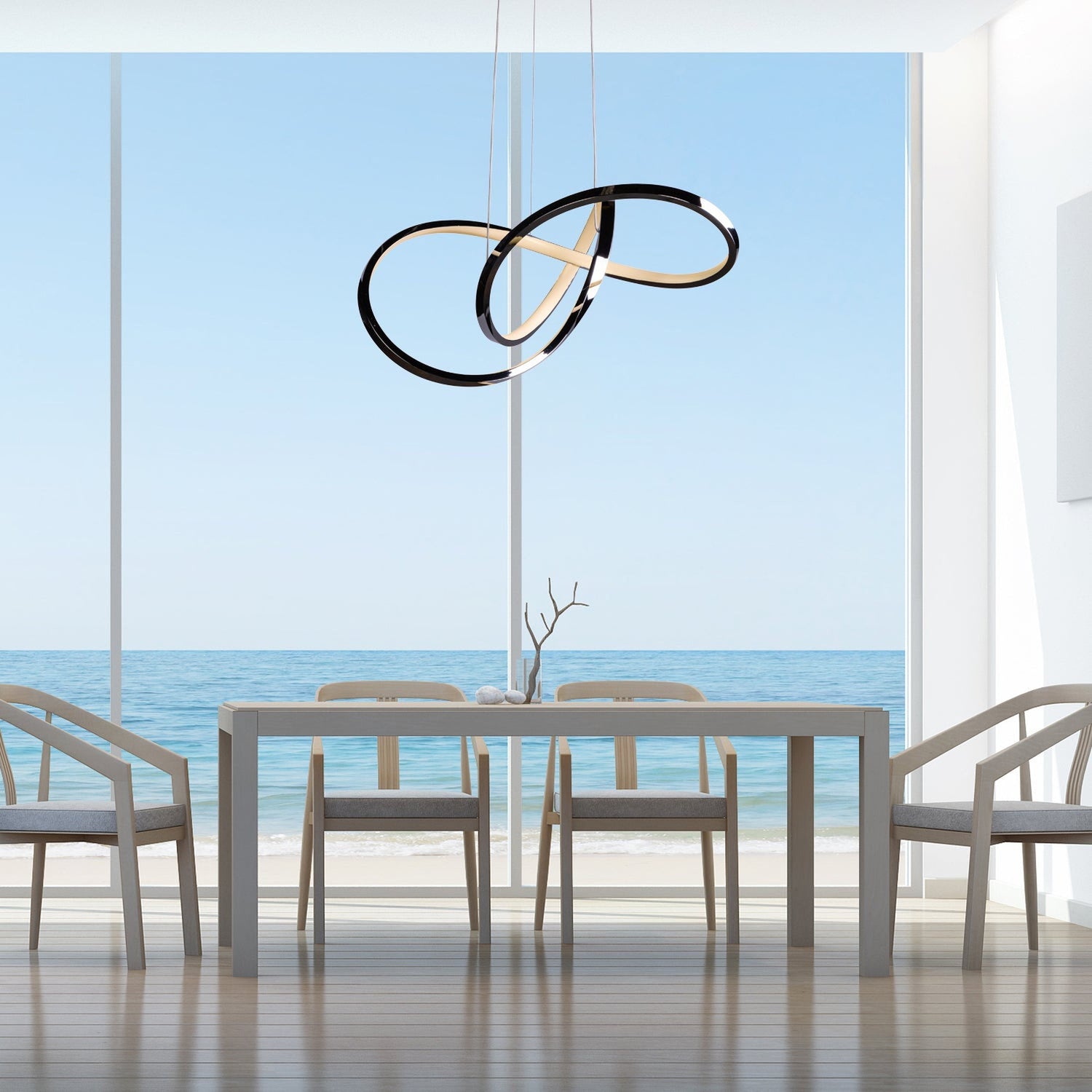 Knotted LED Dimmable Chandelier // Chrome - Home Elegance USA