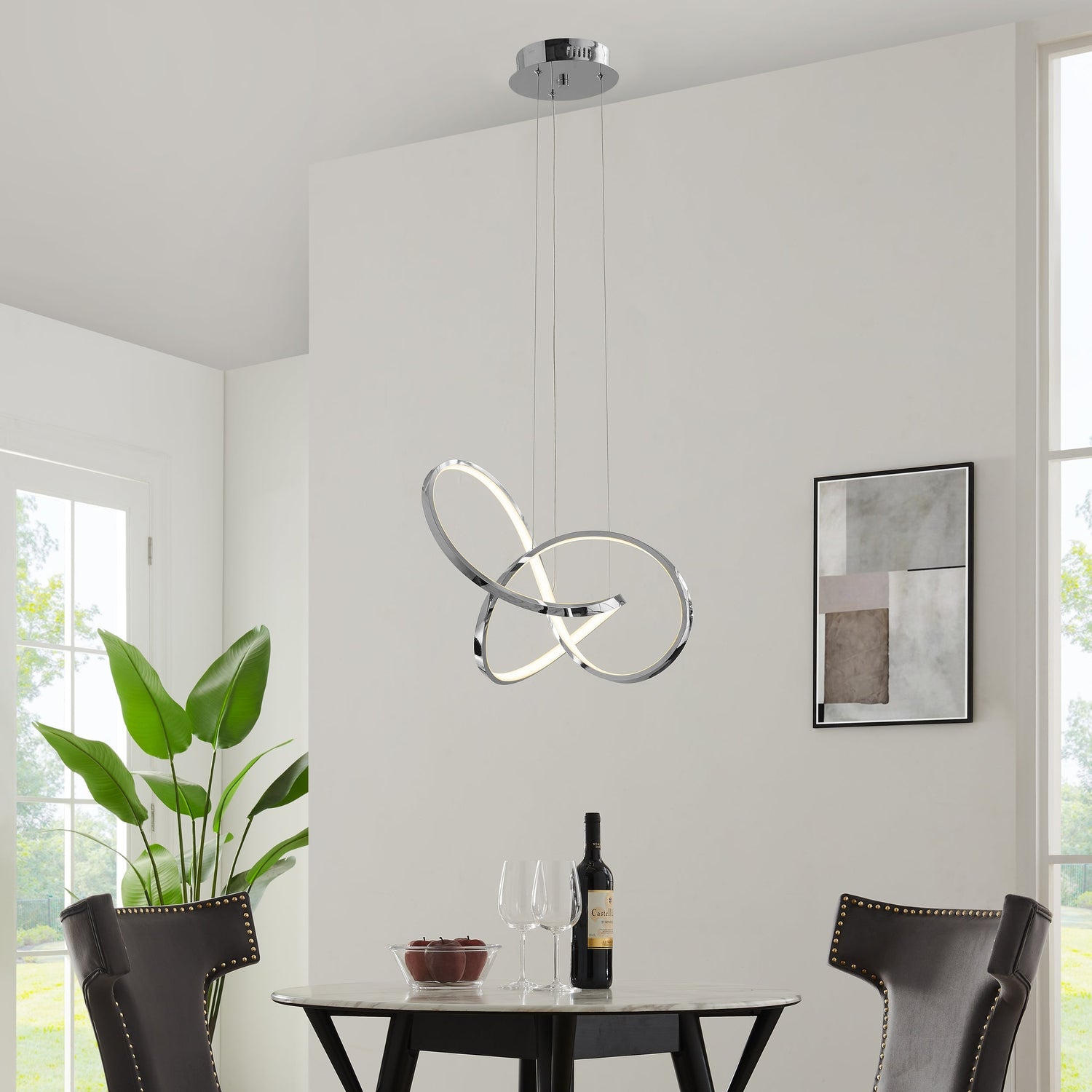 Knotted LED Dimmable Chandelier // Chrome - Home Elegance USA