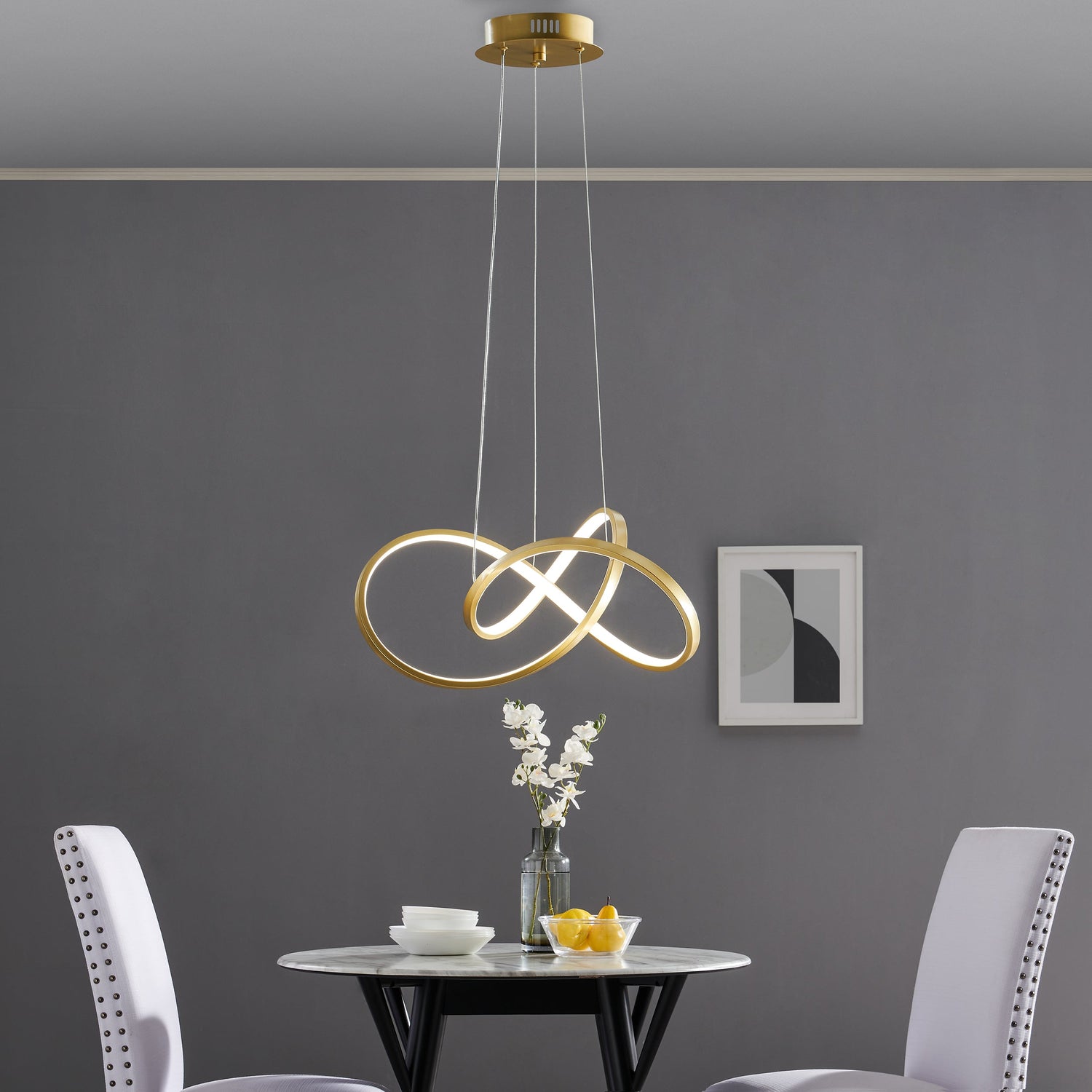 Knotted LED Dimmable Chandelier // Sandy Gold - Home Elegance USA