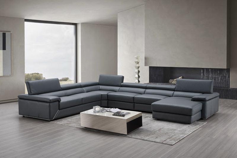 J&M Furniture - Kobe Premium Leather Sectional In Blue Grey - 182224