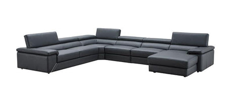 J&M Furniture - Kobe Premium Leather Sectional In Blue Grey - 182224