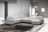 J&M Furniture - Kobe Premium Leather Sectional In Silver Grey - 181114