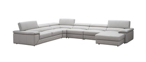 Kobe Premium Leather Sectional In Silver Grey - 181114 | J&M