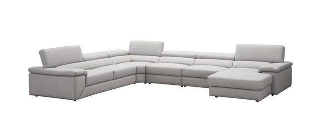 J&M Furniture - Kobe Premium Leather Sectional In Silver Grey - 181114