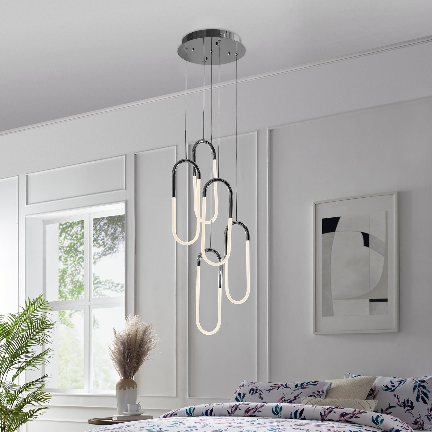 LED Five Clips Chandelier // Chrome - Home Elegance USA