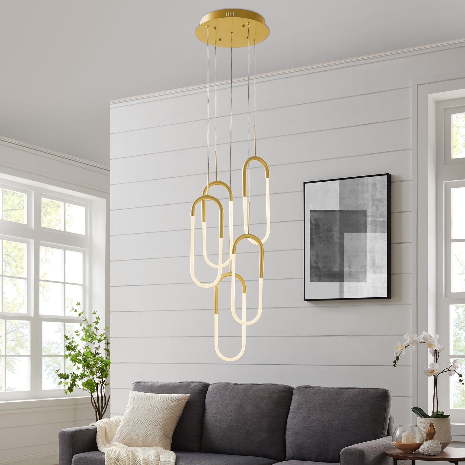 LED Five Clips Chandelier //  Sandy Gold - Home Elegance USA