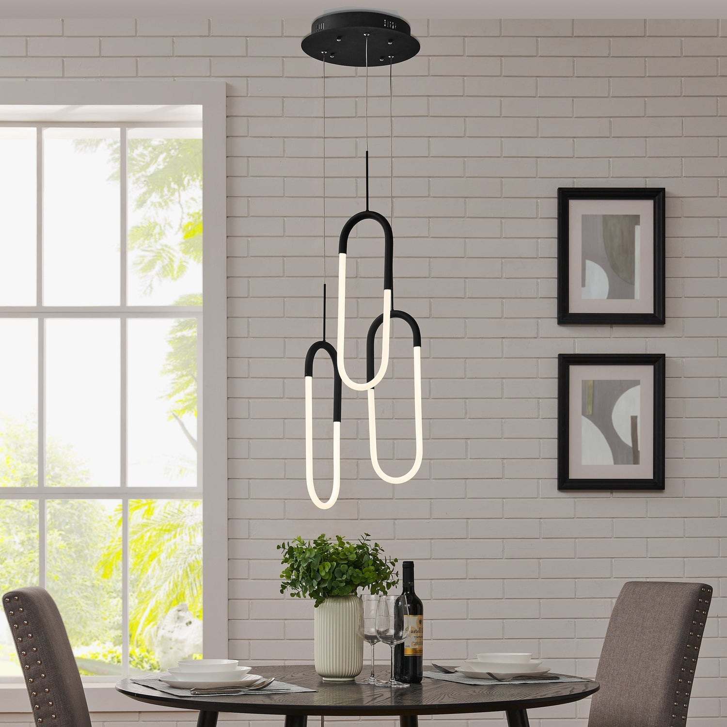 LED Three Clips Chandelier // Matte Black - Home Elegance USA