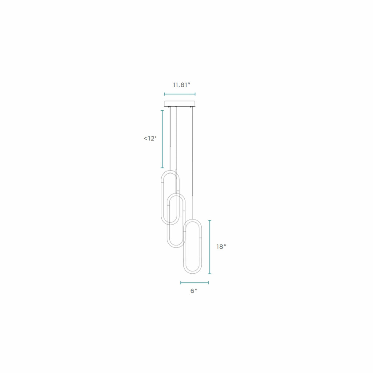 LED Three Clips Chandelier // Matte Black - Home Elegance USA