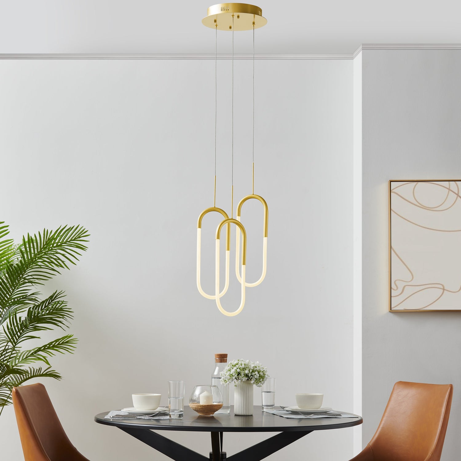 LED Three Clips Chandelier // Sandy Gold - Home Elegance USA