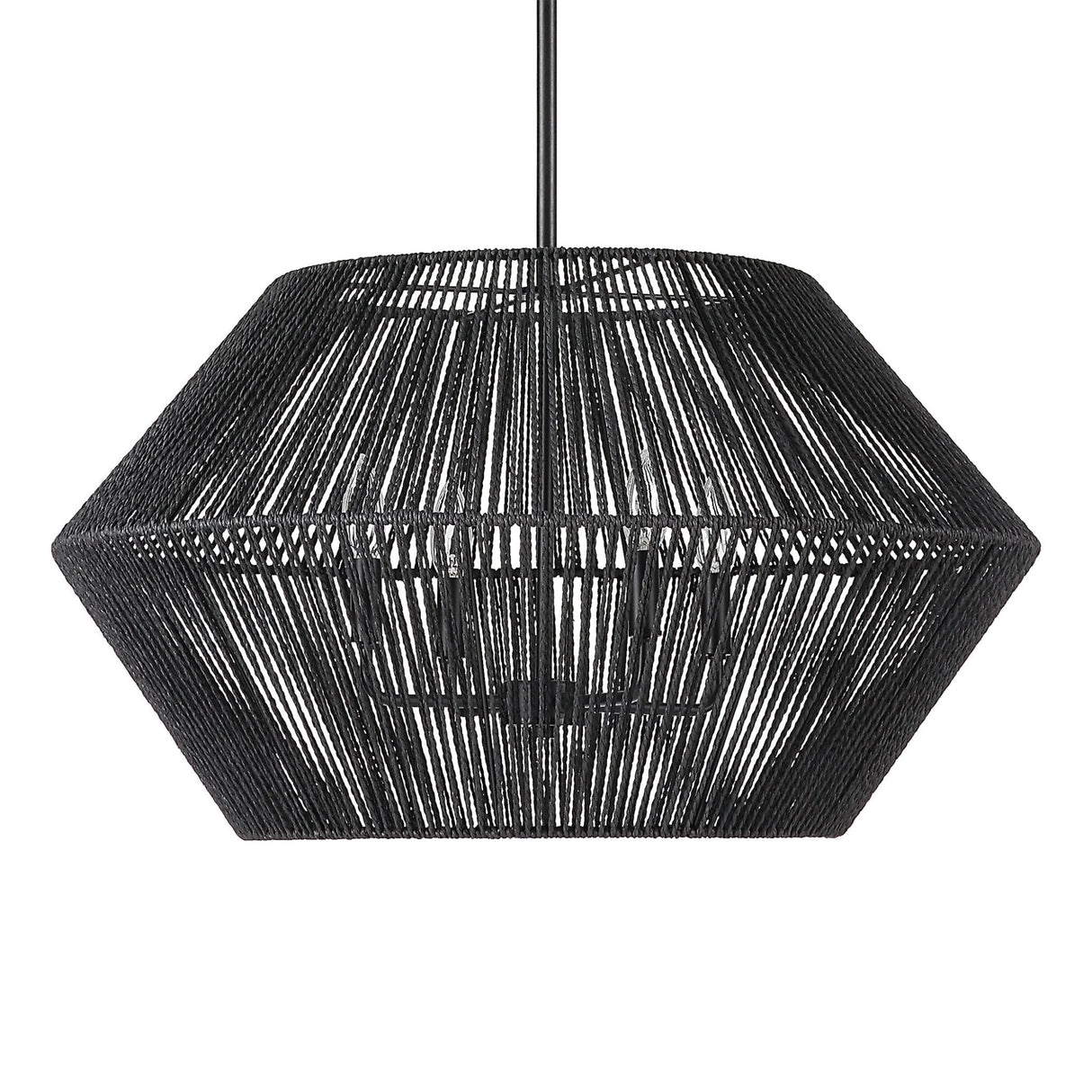 Uttermost Suva 4 Light Black Rope Pendant - Home Elegance USA