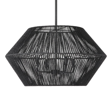 Uttermost Suva 4 Light Black Rope Pendant - Home Elegance USA