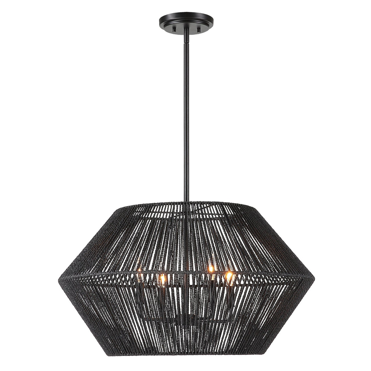 Uttermost Suva 4 Light Black Rope Pendant - Home Elegance USA