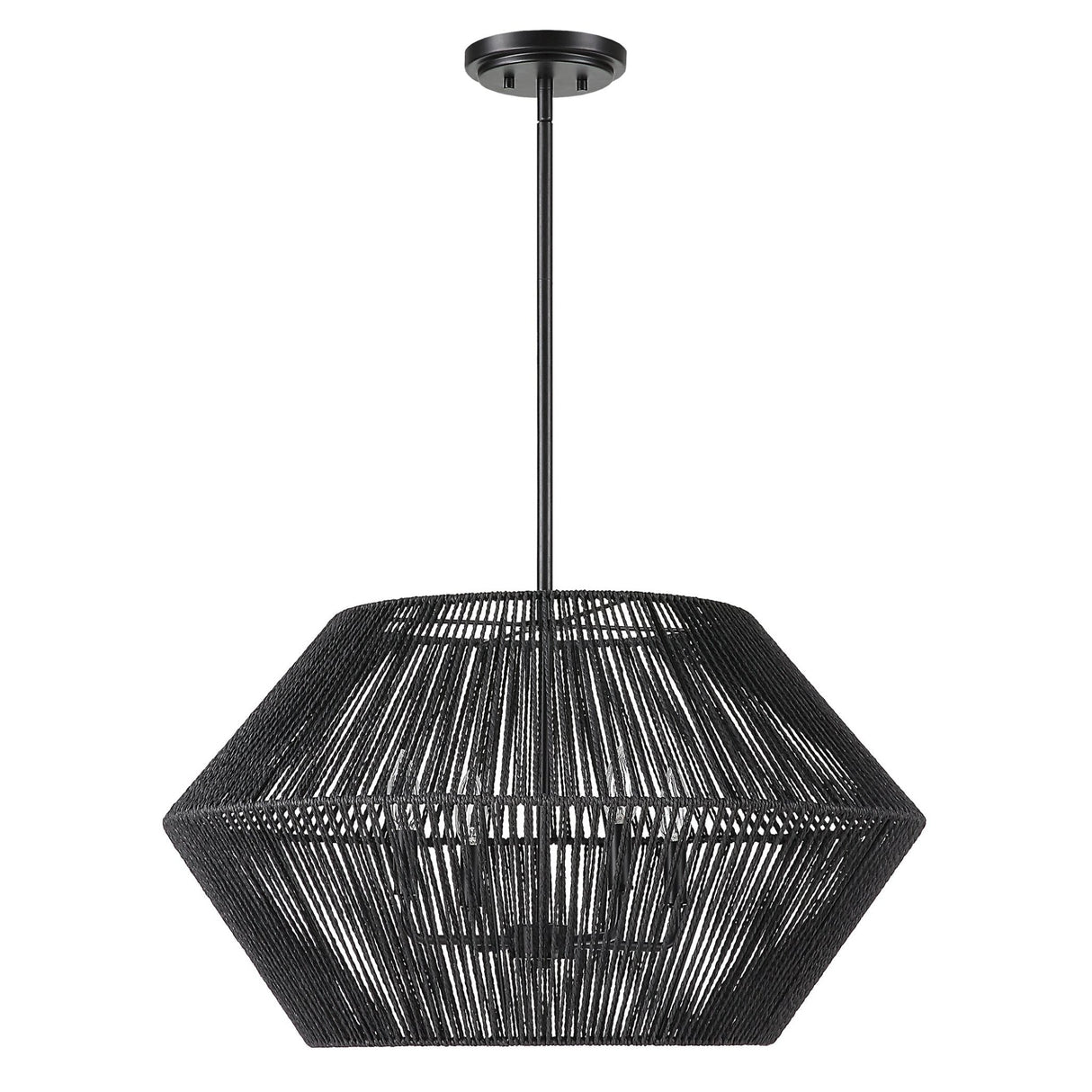Uttermost Suva 4 Light Black Rope Pendant - Home Elegance USA