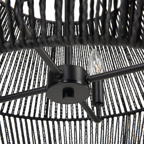 Uttermost Suva 4 Light Black Rope Pendant - Home Elegance USA