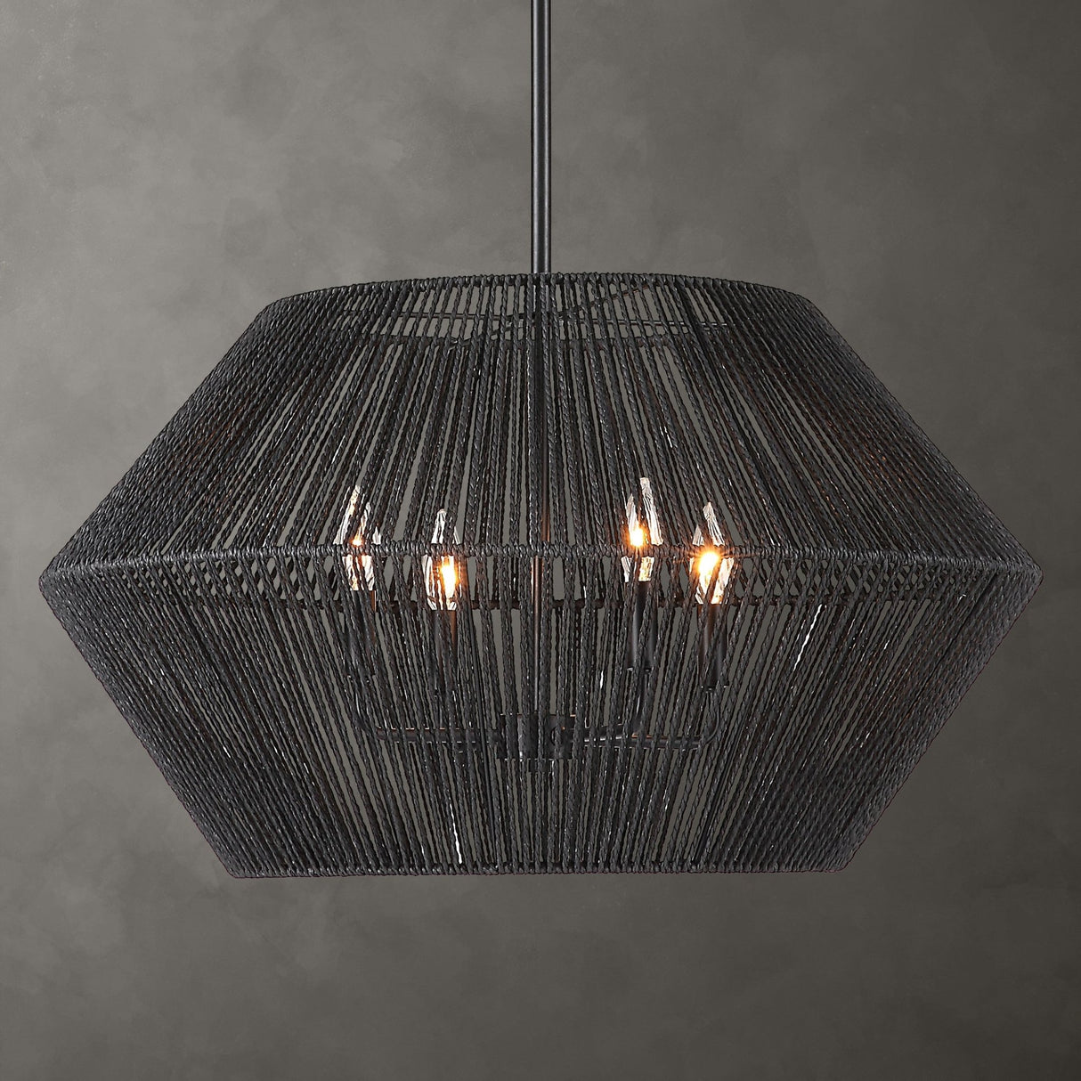 Uttermost Suva 4 Light Black Rope Pendant - Home Elegance USA