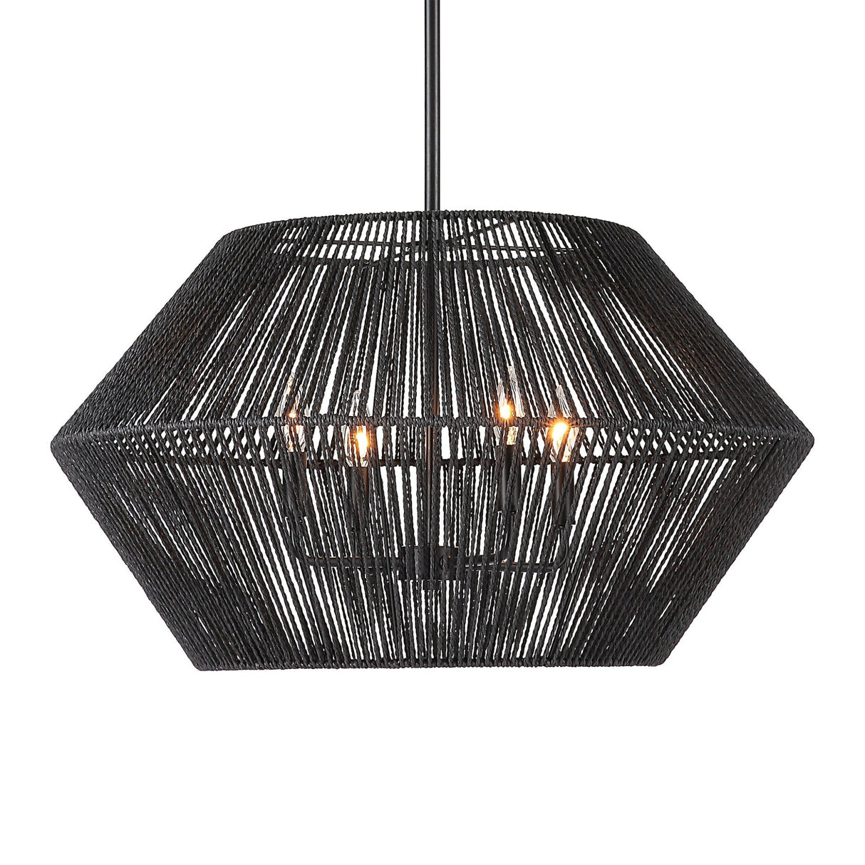 Uttermost Suva 4 Light Black Rope Pendant - Home Elegance USA