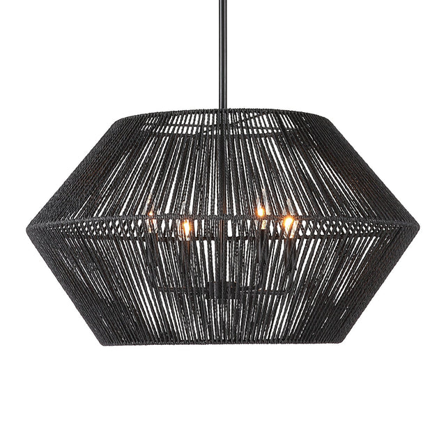 Uttermost Suva 4 Light Black Rope Pendant - Home Elegance USA