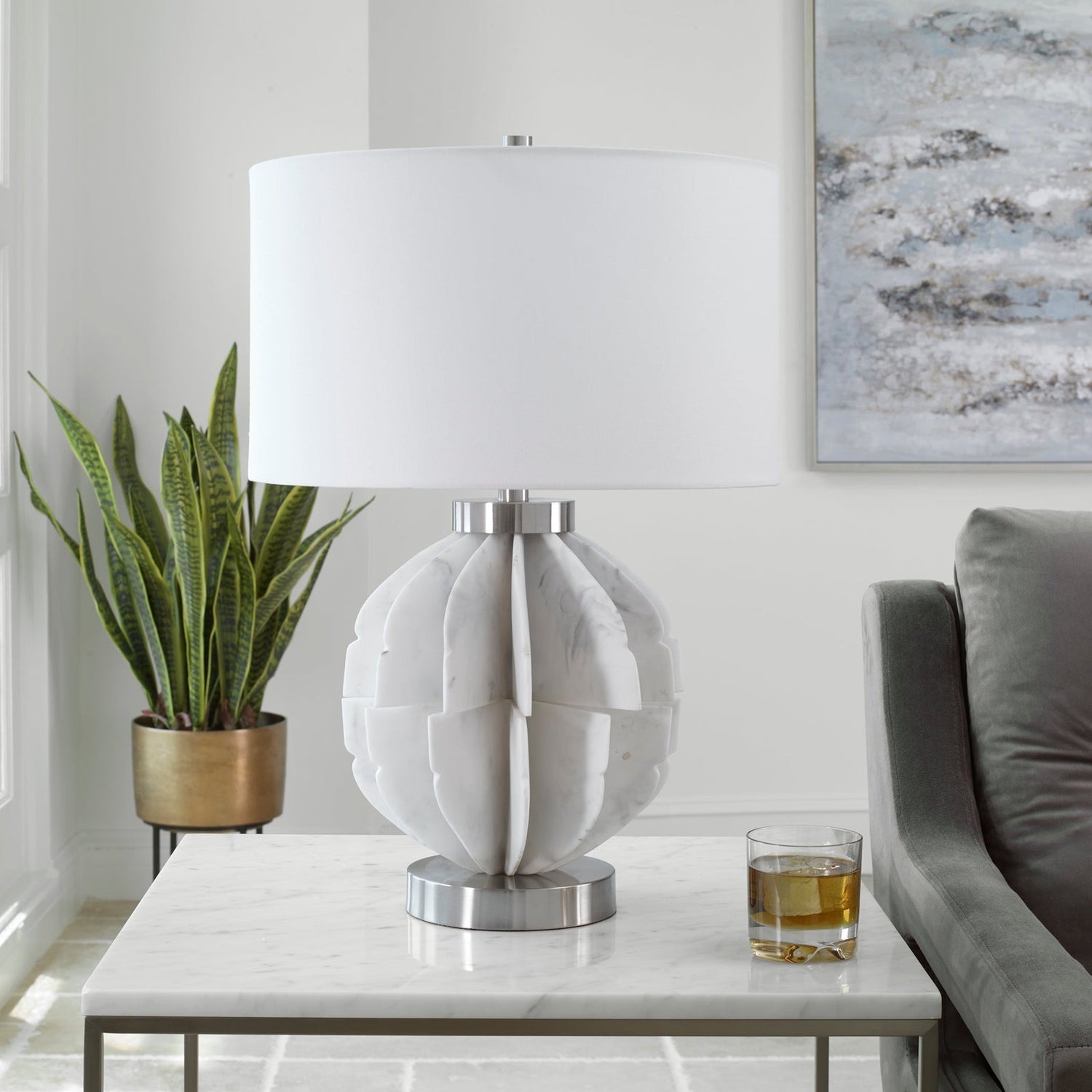 Uttermost Repetition White Marble Table Lamp - Home Elegance USA