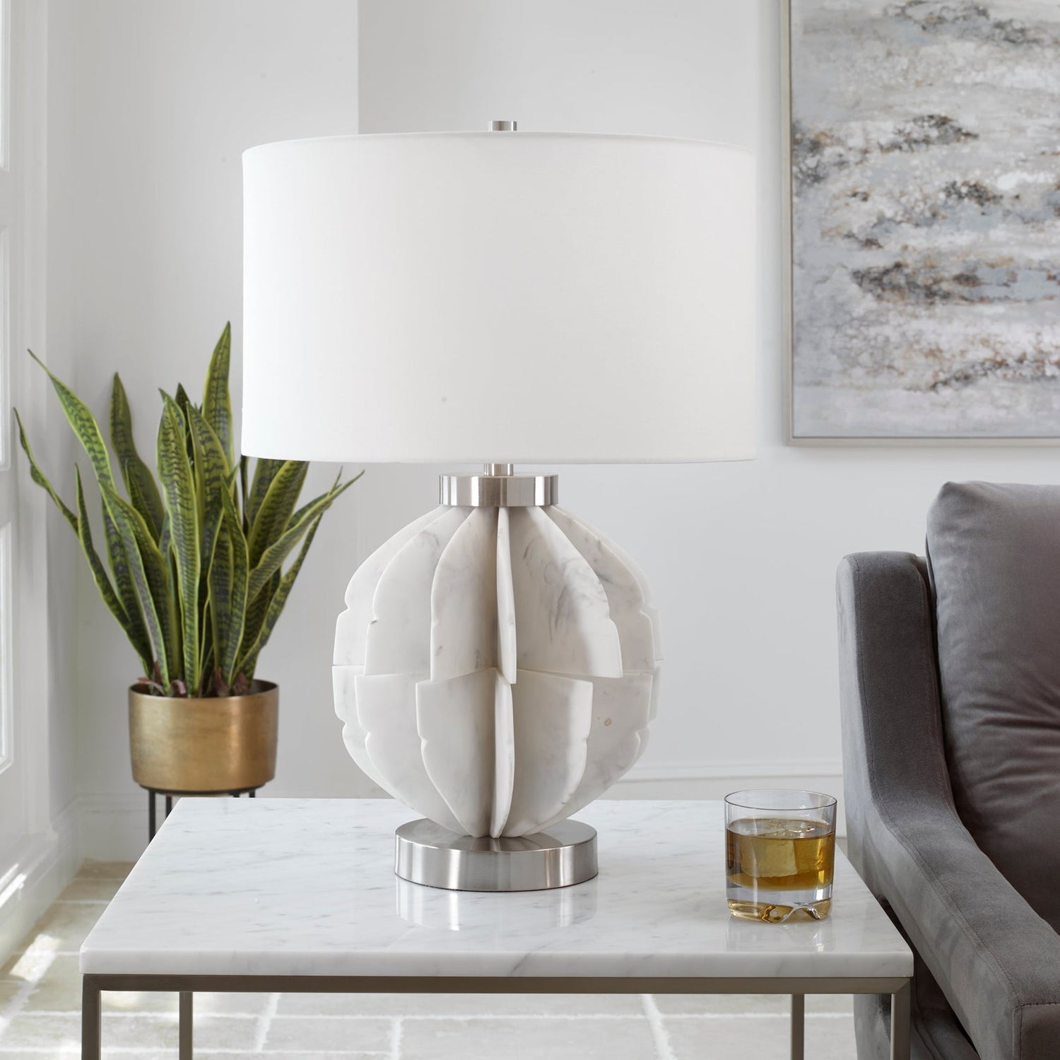 Uttermost Repetition White Marble Table Lamp - Home Elegance USA