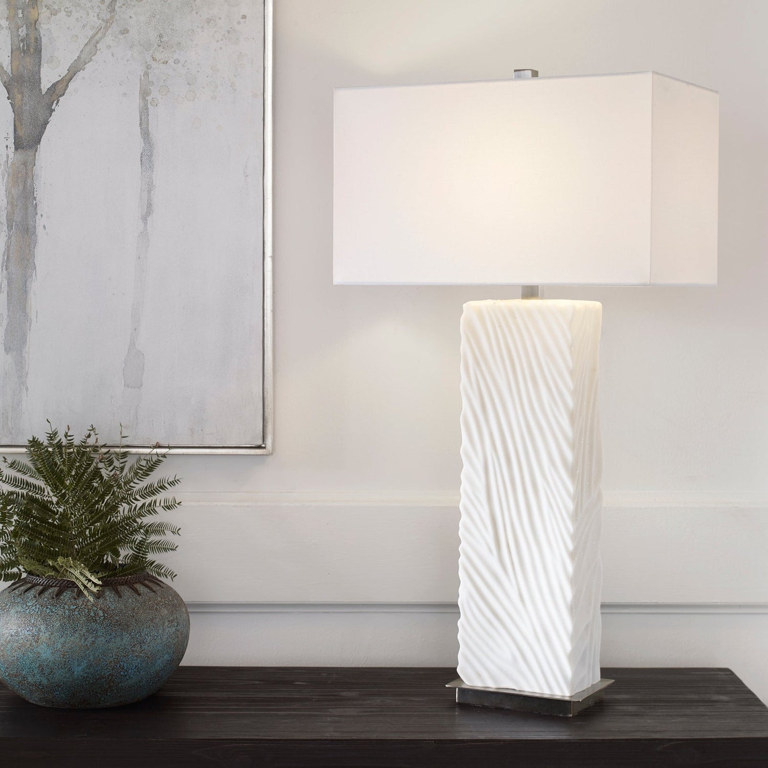 Uttermost Pillar White Marble Table Lamp - Home Elegance USA