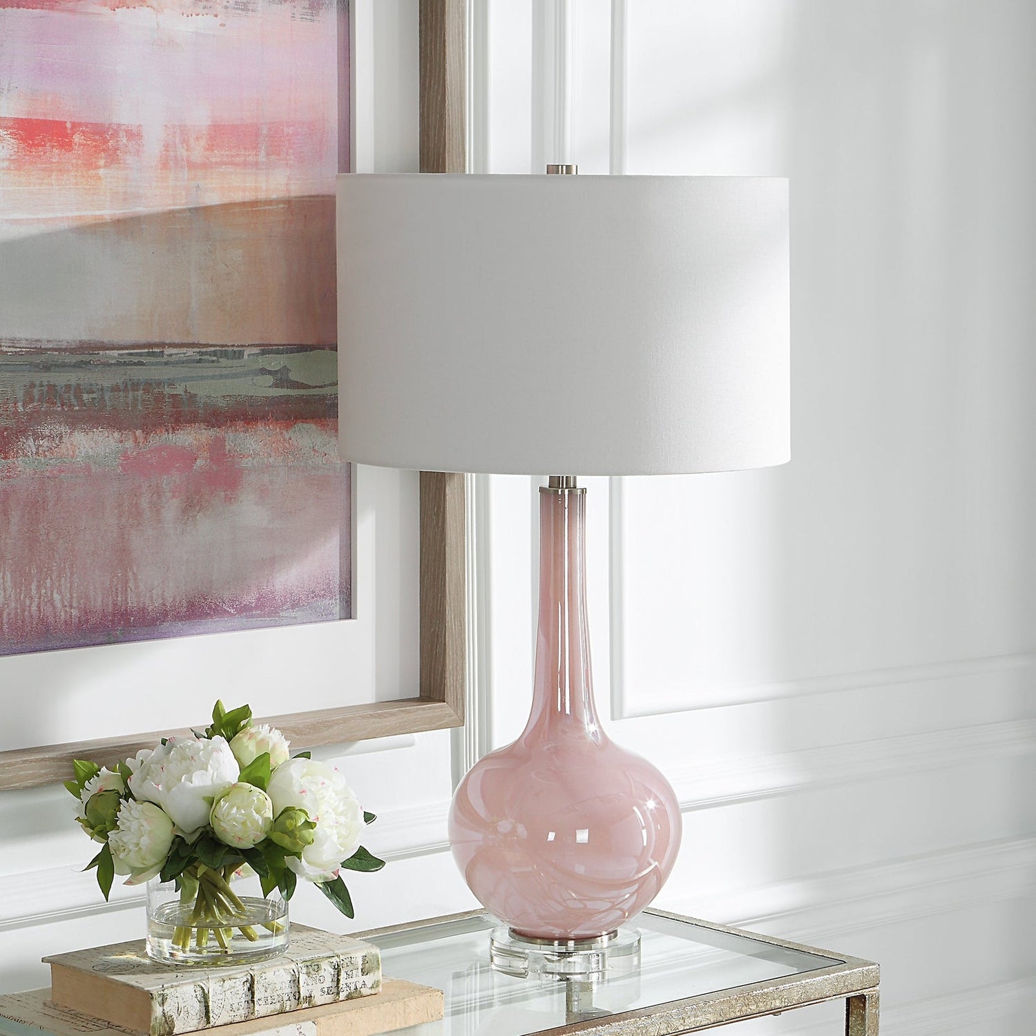 Uttermost Rosa Pink Glass Table Lamp - Home Elegance USA