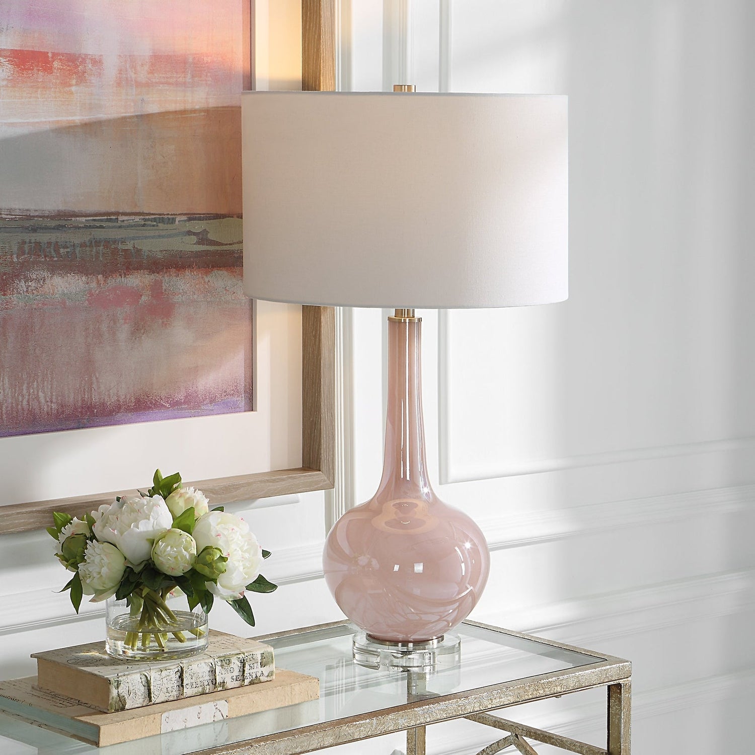 Uttermost Rosa Pink Glass Table Lamp - Home Elegance USA