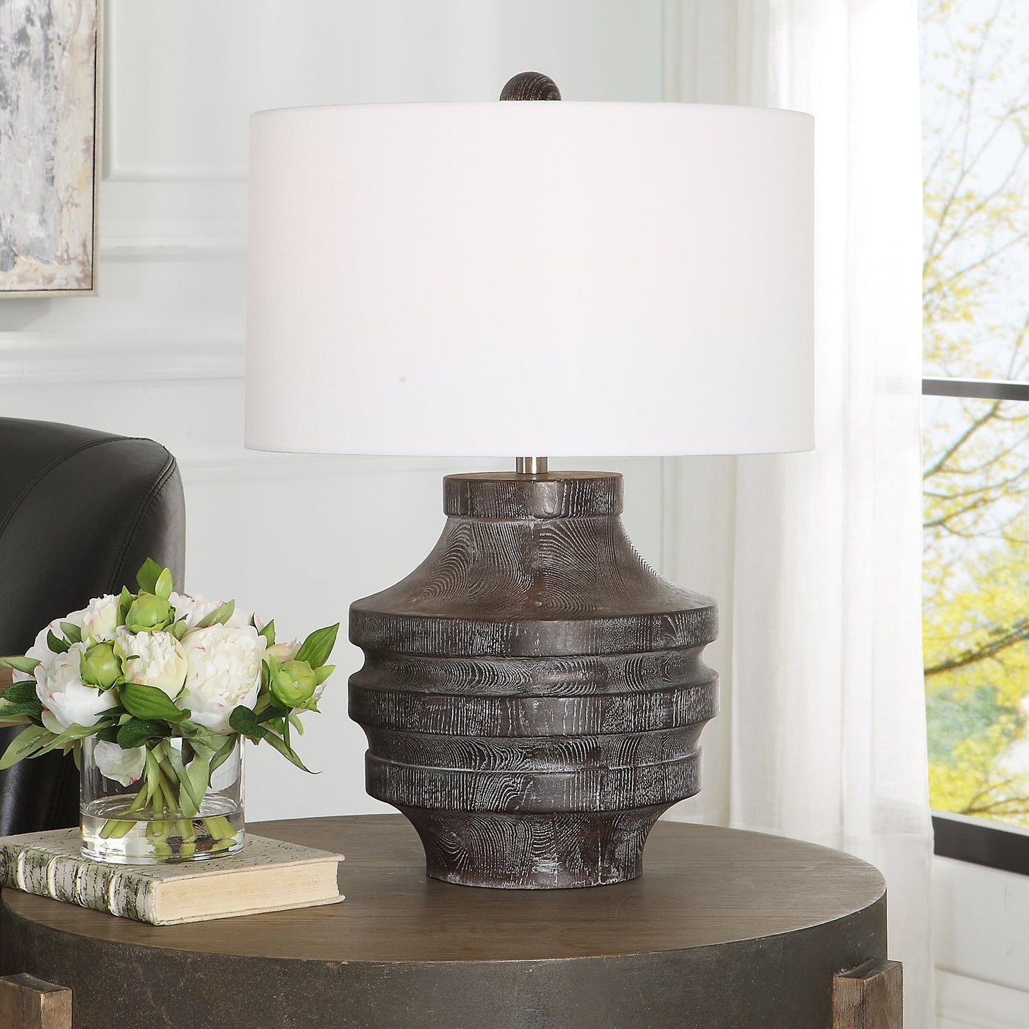 Uttermost Timber Carved Wood Table Lamp - Home Elegance USA
