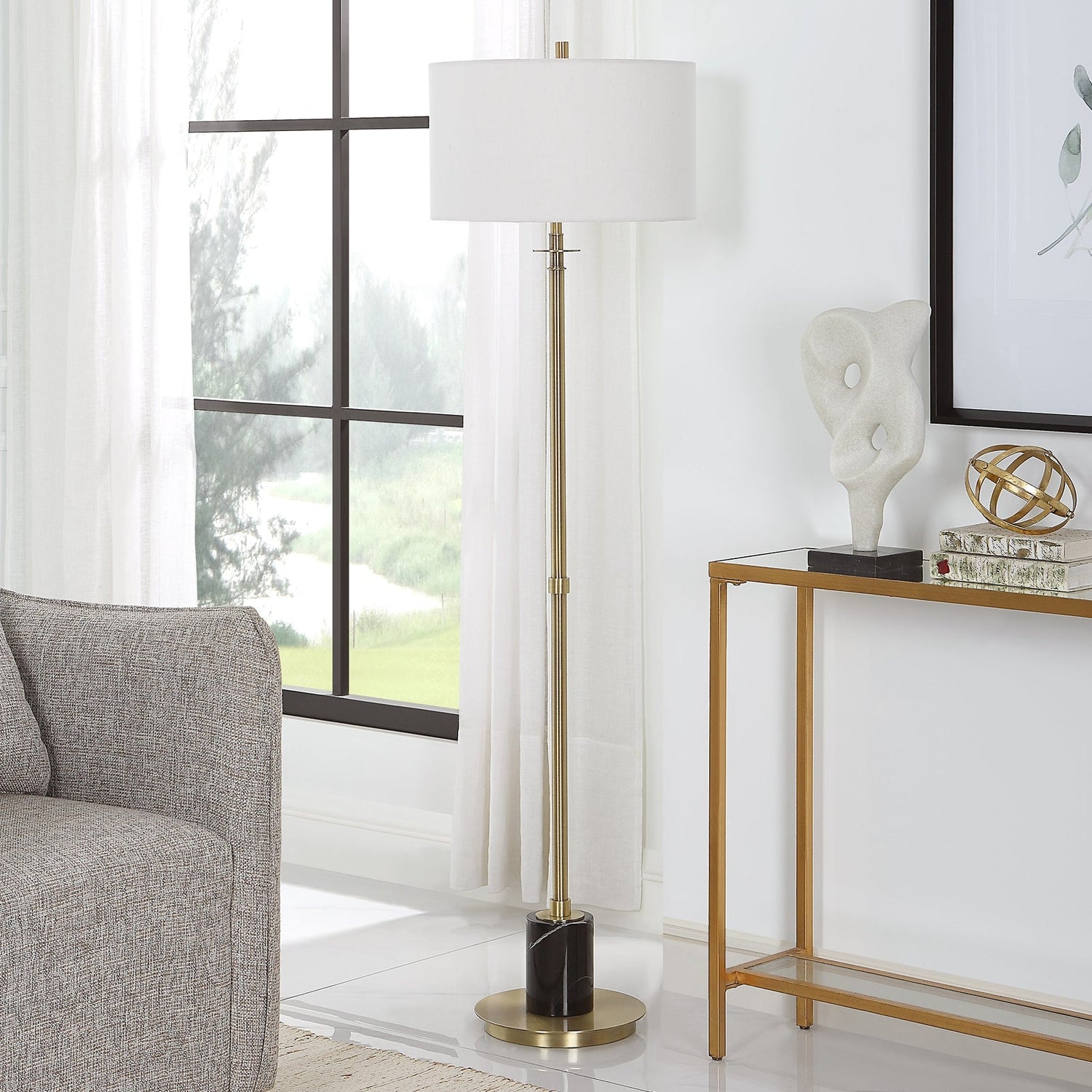 Uttermost Guard Brass Floor Lamp - Home Elegance USA