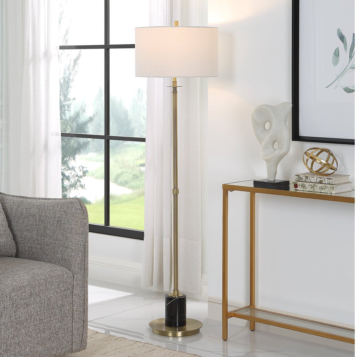 Uttermost Guard Brass Floor Lamp - Home Elegance USA