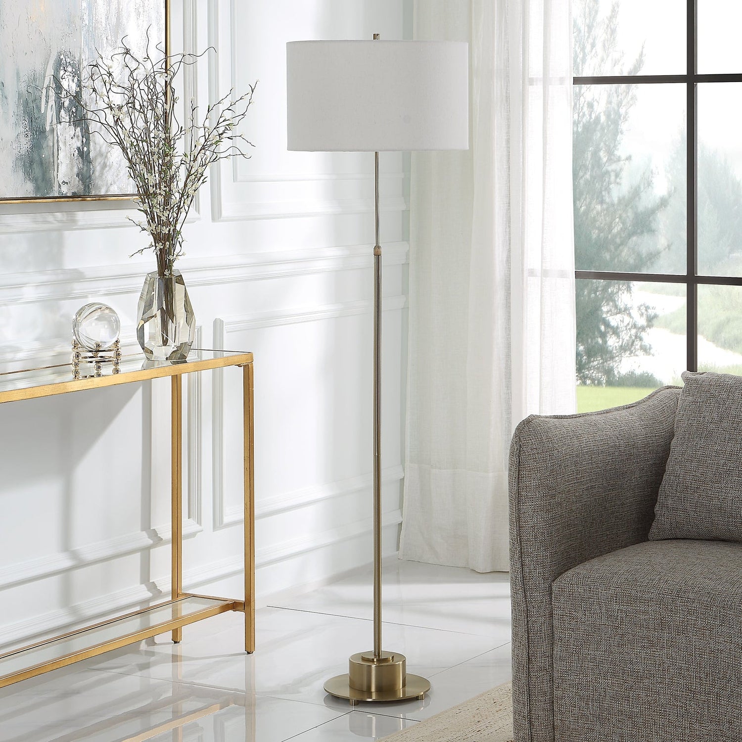 Uttermost Prominence Brass Floor Lamp - Home Elegance USA
