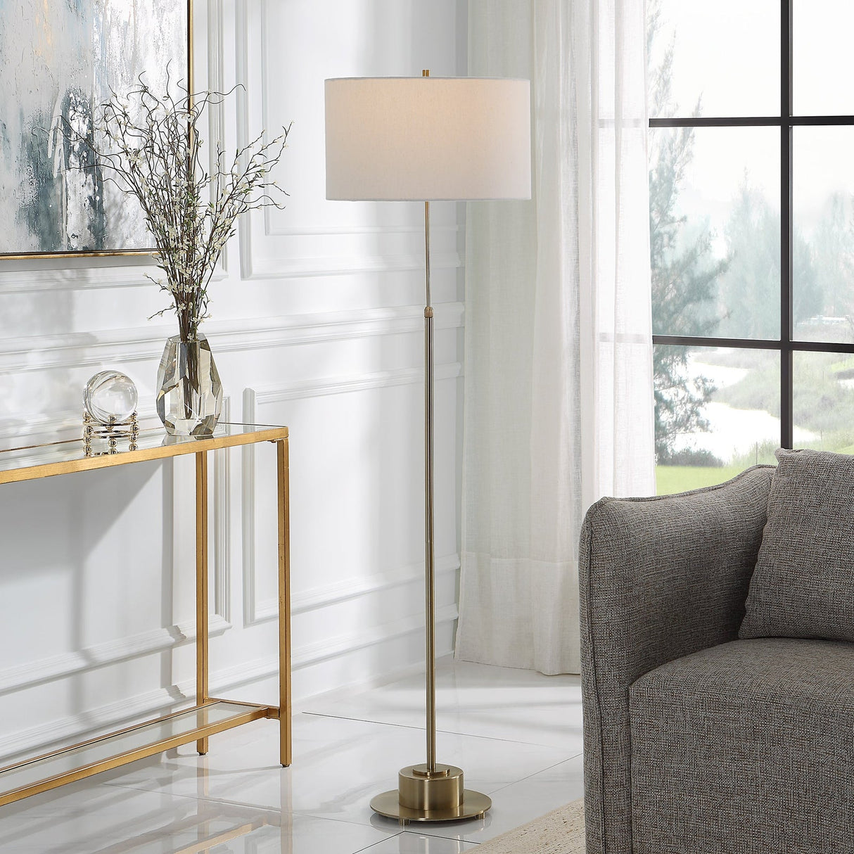 Uttermost Prominence Brass Floor Lamp - Home Elegance USA