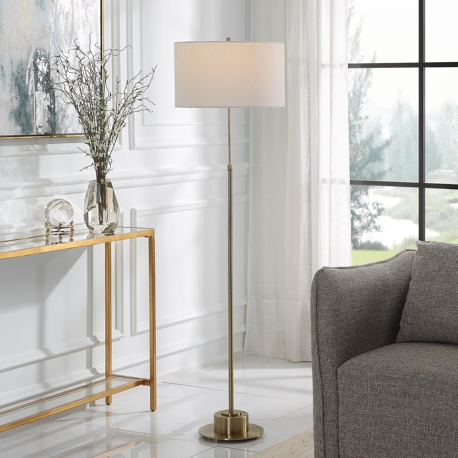 Uttermost Prominence Brass Floor Lamp - Home Elegance USA