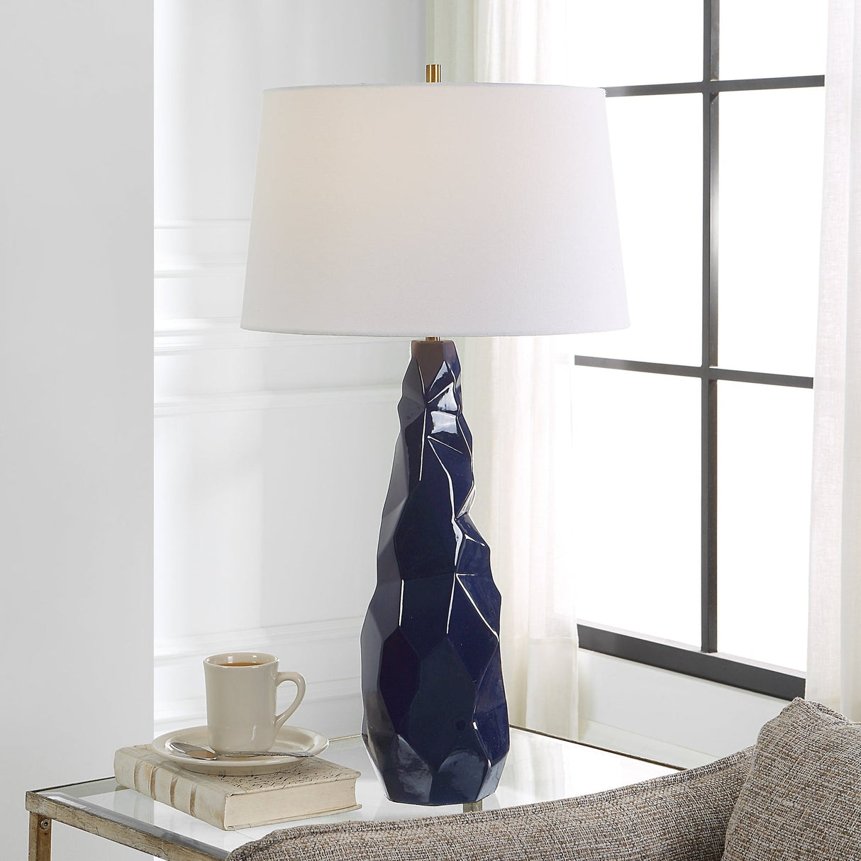 Uttermost Kavos Geometric Blue Table Lamp - Home Elegance USA