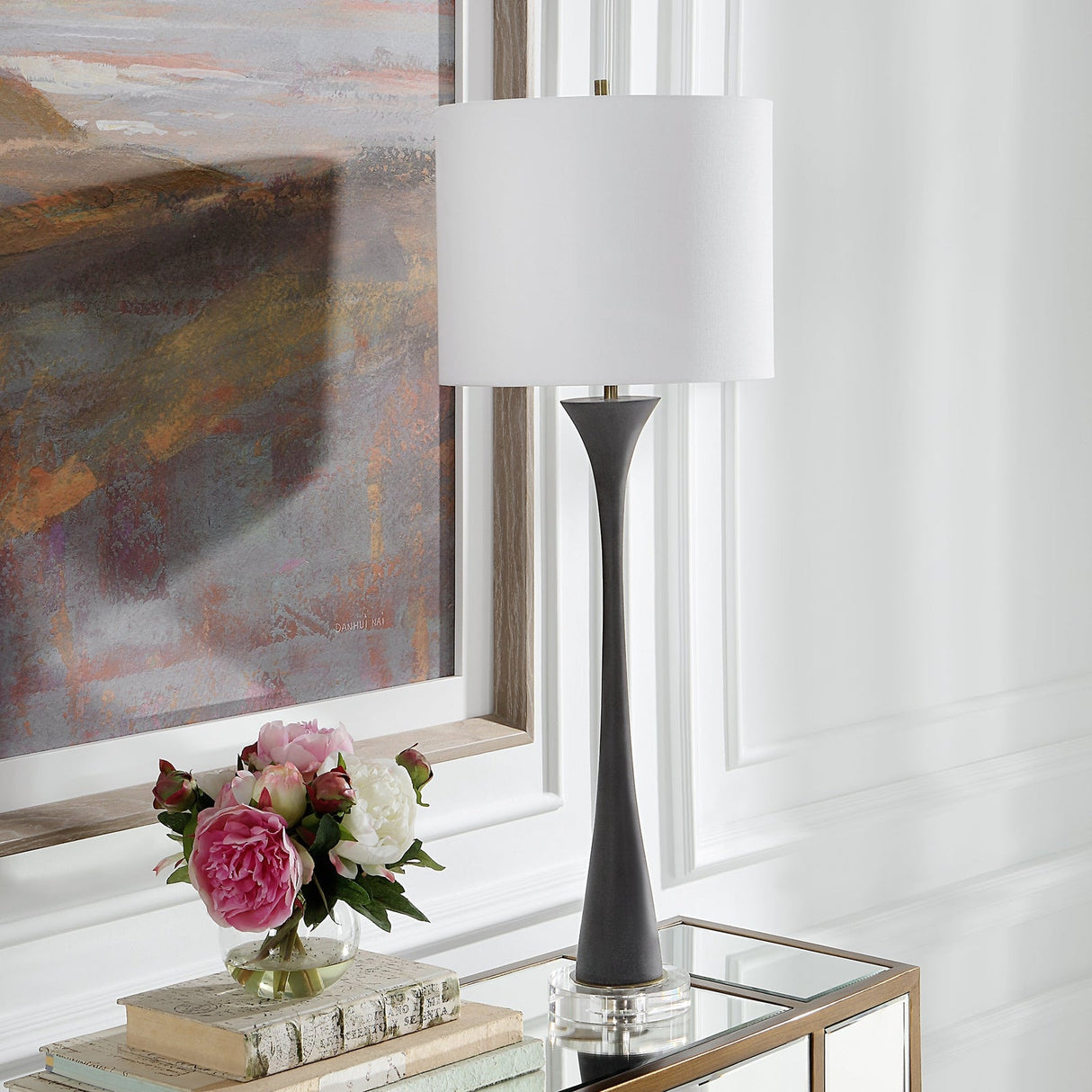 Uttermost Fountain Black Stone Buffet Lamp - Home Elegance USA
