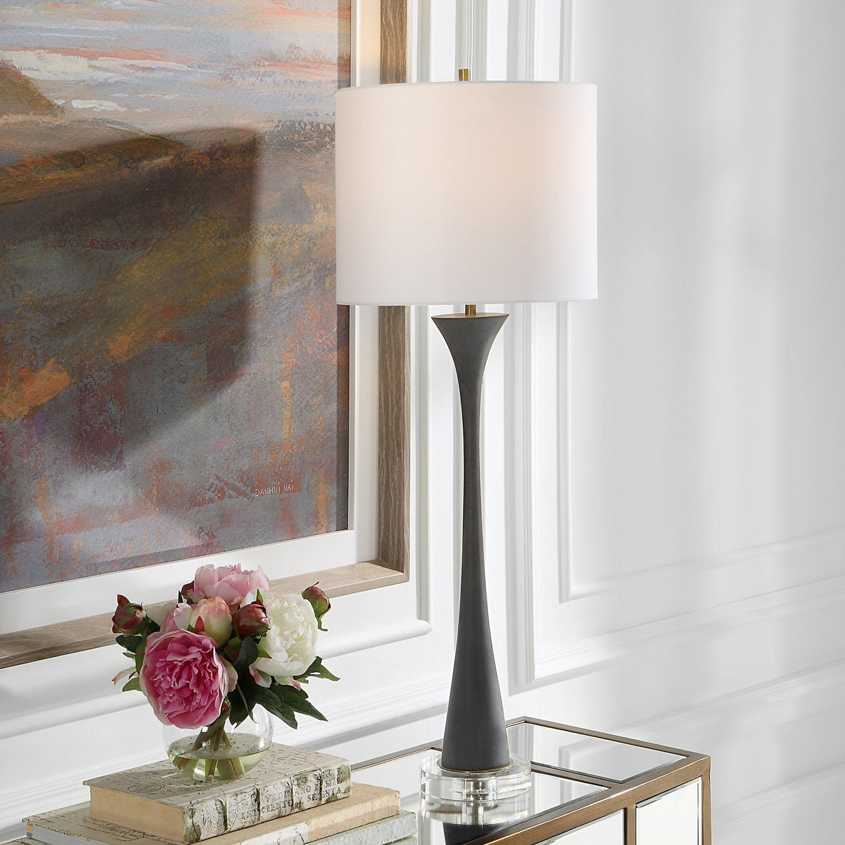 Uttermost Fountain Black Stone Buffet Lamp - Home Elegance USA