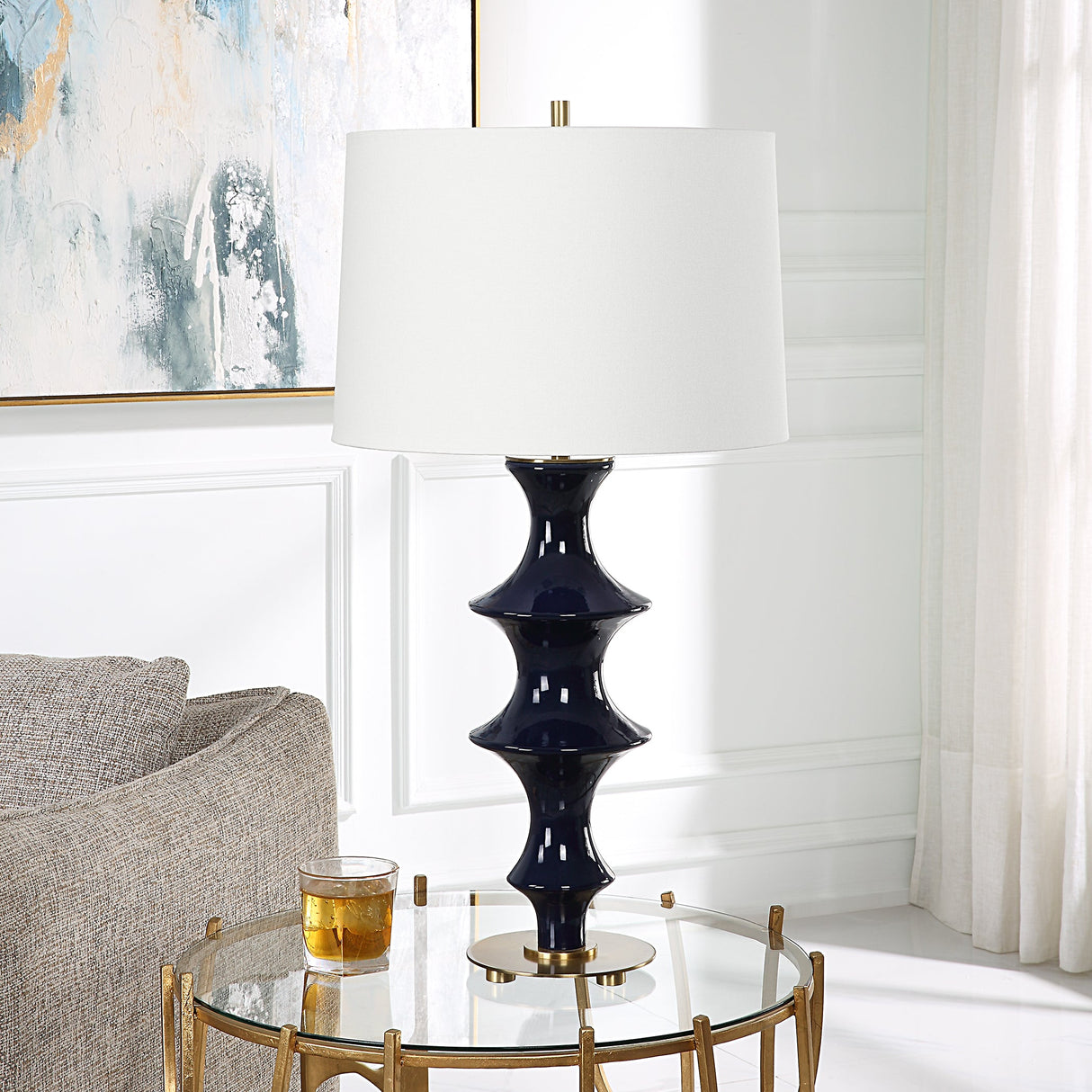 Uttermost Coil Sculpted Blue Table Lamp - Home Elegance USA