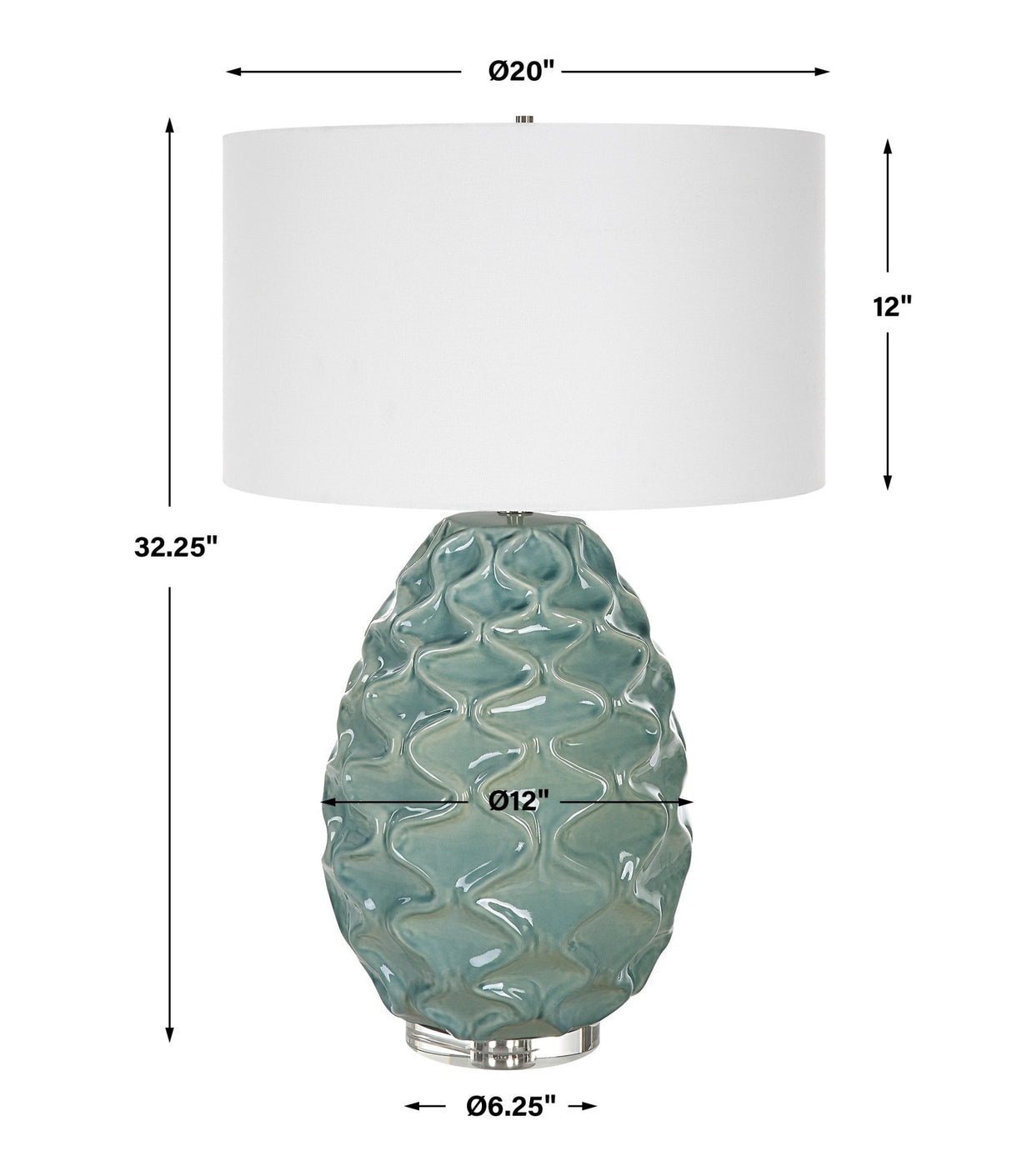 Uttermost Laced Up Sea Foam Glass Table Lamp - Home Elegance USA