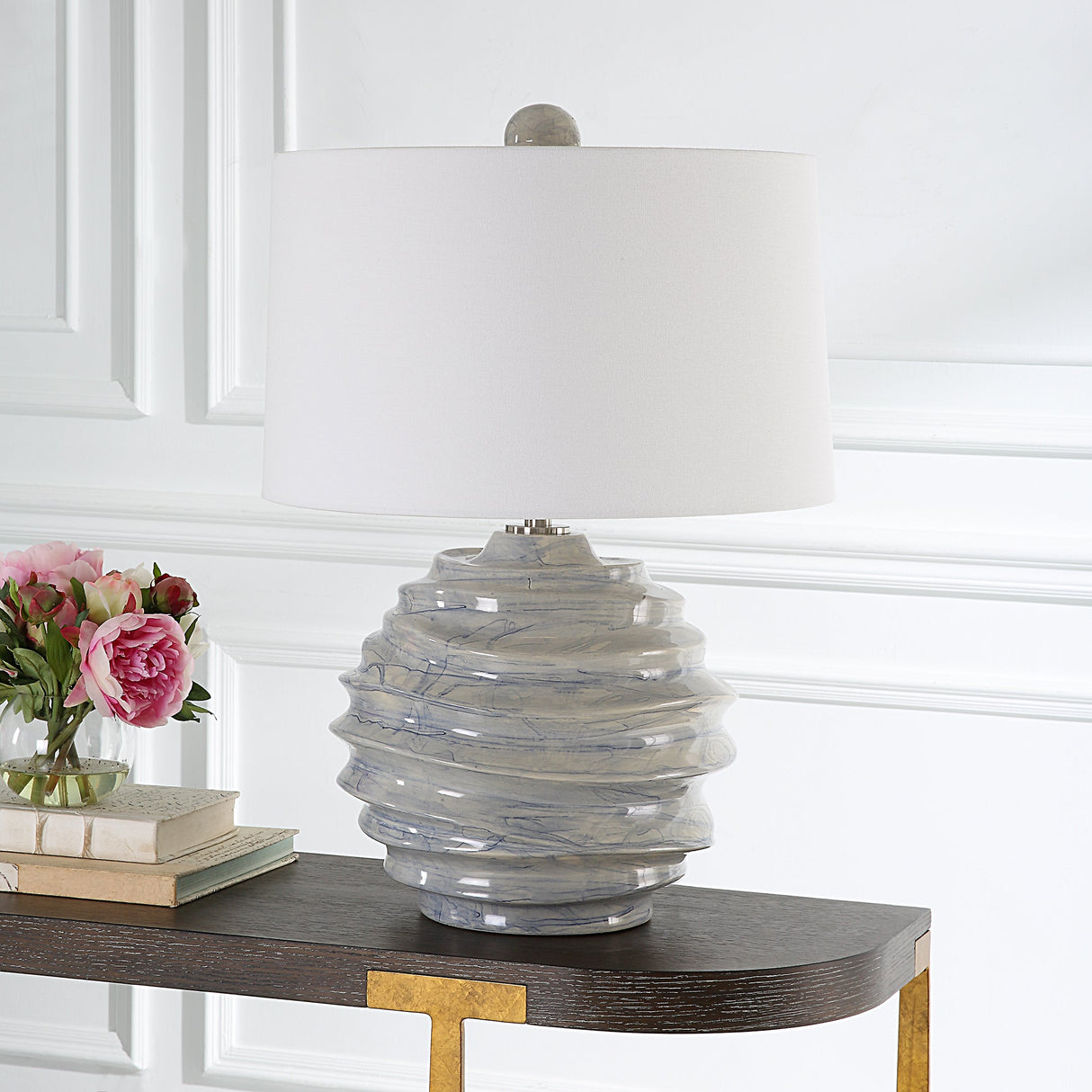 Uttermost Waves Blue & White Accent Lamp - Home Elegance USA